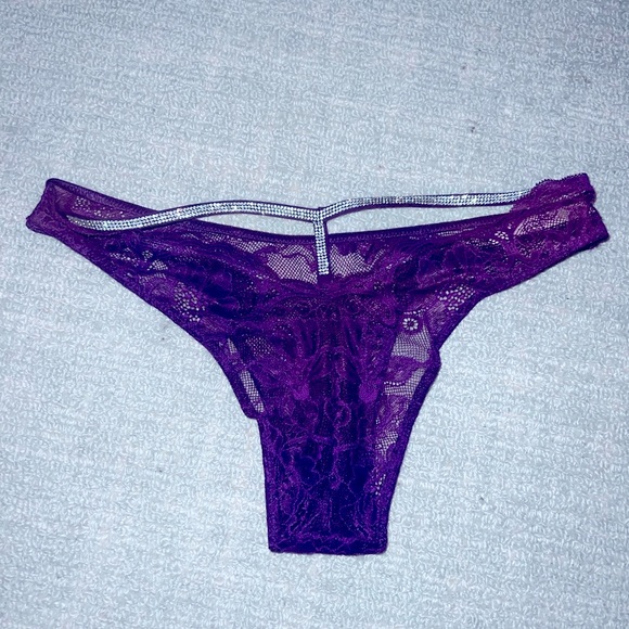 New Victoria's Secret rhinestone Brazilian lace panty small shine strap sexy - Picture 1 of 7
